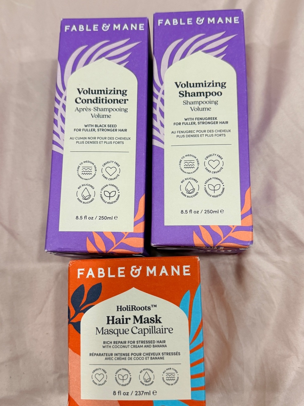 New Fable & Mane Volumizing Shampoo , Conditioner & hair mask set